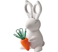 QUALY Desk Bunny QL10115-WH Desk Set with Scissors and Paper Clip Holder Plastic White Orange