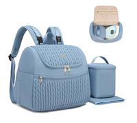 Qualyphant Breast Pump Bag Fit for Spectra S1 S2 with Insulated Cooler Bag & Drying Mat, Wearable Breast Pump Backpack with Bottle Bags for Momcozy Medela Elvie Willow, Quilted Blue