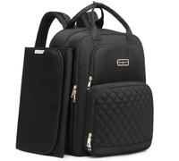 Qualyphant Diaper Bag Backpack - Extra Large Diaper Bag for 2 Kids Twins (Expandable 30-38L) - Travel Baby Backpack with Changing Pad for Mom Dad (Quilted, Water Resistant, Black)