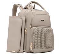 Qualyphant Diaper Bag Backpack - Extra Large Diaper Bag for Two Kids Twins (Expandable 30-38L) - Travel Baby Backpack with Changing Pad for Mom Dad (Quilted, Water Resistant, Brown Taupe)