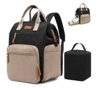 Qualyphant Breast Pump Bag for Spectra S1 S2 Medela, Convertible Large Diaper Bag Backpack for Working Moms with 14 inch Laptop Sleeve & Cooler Storage, Black Khaki