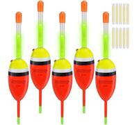 QualyQualy 5Pcs Lighted Fishing Bobbers EVA Floats Night Fishing Light Up Bobbers (Red, 2.2'' - 5Pcs)
