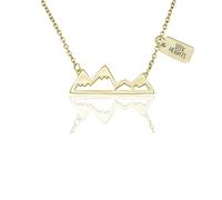 Quan Jewelry Mountain Pendant Necklace for Women Adventure Outdoor Lovers Mountain Jewelry with Greeting Card Virtual Thanksgiving Gift Idea Best Friend Necklace Adjustable Chain 16"-18", Gold Plated