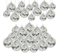Quancru 16 Pcs Mirror Disco Balls Silver Hanging Disco Party Decoration Bright Reflective Mirror DIY Christmas Balls Wedding Birthday Ornaments