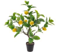 Quancru 21 Inch Artificial Lemon Tree Potted Plants Fake Lemons Citrus Tree with Black Pot Faux Greenery Plants Home Decor for Indoor Office Bedroom Table Desk