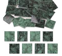 Quancru 36 Pcs Bulk Mosaic Tiles Glazed Ceramic Mosaic Tiles Green Square Porcelain Tiles Home Mosaic Decor DIY Backdrop Bathroom Stepping Stones