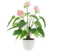 Quancru 42cm Pink Artificial Anthurium Lily Flower Fake Andraeanum Plant Decor Real Touch Simulation Bonsai DIY Wedding Party Show Ceremony