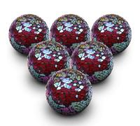 Quancru 6pcs 6cm Mosaic Glass Ball Christmas Decoration Mirror Orbs Sphere DIY Office House Hotel Shop Coffee Table Ornaments Globe - Red