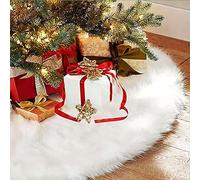 Quanen Electronic Christmas Tree Skirts, Faux Fur Large Plush White Round base Mat Xmas Decorations for Your Christmas Tree - Fits Any Size Tree (White-36inch)