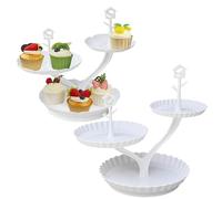 Quanerba Pack of 2 Cake Stands, Cake Stands, Reusable 3 Tier Cupcake Dessert Stand Plates, White, 3-Tier Plates for Christening, Baby, Birth, Blue, Communion