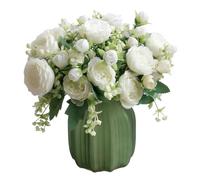Quanfairy 4 Bunches Peony Artificial Flowers Fake Silk Flowers White Faux Peonies Flower Bouquet For Wedding Table Centerpieces Floral Arrangement Home Garden Graves Decor