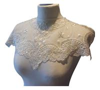quanjucheer Embroidered Floral Lace Neckline Patches Neck Collar Trim Clothes Sewing Applique White