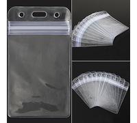 quanjucheer ID Badge Holders Lanyards,10Pcs Vertical Transparent Vinyl Plastic Clear ID Card Badge Holder with Zipper Size 117mm x 65mm (Clear)