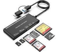Quanlex 7 in 1 USB C Memory Card Reader with 5Gbps, Card Reader for SD SDXC SDHC CF CFI TF XD Micro SD MS MMC UHS-I Cards, Compatible with Windows, Linux, Mac OS and Android
