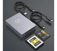Quanlex CFexpress Type B and SD Dual-Slot Card Reader,USB 3.1 Gen 2 10Gbps CFexpress Reader,Portable CF Express Card Reader Included USB C to USB A/C Cable,Compatible with Windows/Mac/Linux/Android
