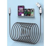 Quanlex Extra Long iPhone Charger Cable 5M, 60W Fast Charging Cable USB C and Lightning 3-in-1 Cable Braided Charging Multi Charger Cord Lightning/Type C/USB C for iPhone 16/15, iPad, Samsung, Android