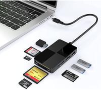 Quanlex USB C Multi Card Reader Hub, 5 Memory Cards with Extra 3 USB3.0, SD/TF/CF/Micro SD/XD/MS Reader/Adapter/Hub for SD SDXC SDHC CF CFI TF Micro MS MMC UHS Stick Mouse