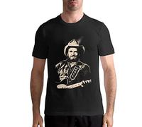 QUANLI Merle Haggard T Shirts Men's Tops Short Sleeved Round Neck Cotton Shirt Black XL