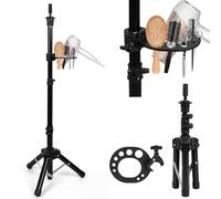 QUANMINXF Mannequin Head Stand, Reinforced Metal Wig Stand Tripod with Tool Tray, Adjustable Height 18-47 inch Wig Head Stand for Styling，Tool Tray for Putting Hair dryer and Comb Set