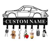 Quanqiuyi Metal Key Holder Wall Mount - Custom Porsche 911 Turbo Model 930 Key Hook Organizer - Personalized Coat & Key Rack for Home, Office, Garage,Gift Idea for Car Enthusiasts