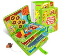 Quanquer Busy Book Board for Toddler 1 2 3 Years Old - Animal Montessori Activity Books Toy with Life Skills & Sensory Play - Plane Car Travel Quiet Book - Birthday Gift for Baby Boys Girls