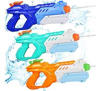Quanquer Water Pistol - 3 Pack Powerful Water Gun 600ML 32ft Long Range Super Water Blaster Soaker Squirt Gun Summer Swimming Pool Beach Water Fighting Toy Adults Boy Girl, Blue Cyan Orange