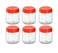 QUANTA 100ml Clear Plastic Jars (3.4oz) - Pack of 6 Medium Airtight Storage Pots | BPA-Free Spice Jars, Cosmetic Cream Containers & Craft Storage - Stackable, Reusable