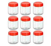 QUANTA 100ml Clear Plastic Jars (3.4oz) - Pack of 9 Medium Airtight Storage Pots | BPA-Free Spice Jars, Cosmetic Cream Containers & Craft Storage - Stackable, Reusable