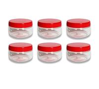 QUANTA 150ml Clear Plastic Jars (5oz) - Pack of 6 Medium Airtight Storage Pots | BPA-Free Spice Jars, Cosmetic Cream Containers & Craft Storage - Stackable, Reusable