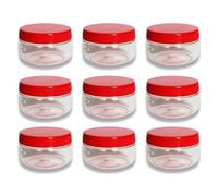 QUANTA 150ml Clear Plastic Jars (5oz) - Pack of 9 Medium Airtight Storage Pots | BPA-Free Spice Jars, Cosmetic Cream Containers & Craft Storage - Stackable, Reusable