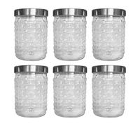 QUANTA Plastic Jar with Silver Lid - Clear Airtight Reusable Storage Container for Kitchen, Crafts, Classroom, Pantry, Juice, Snacks & School Organisation (3, Transparent, 750ml)