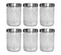 QUANTA Plastic Jar with Silver Lid - Clear Airtight Reusable Storage Container for Kitchen, Crafts, Classroom, Pantry, Juice, Snacks & School Organisation (3, Transparent, 500ml)