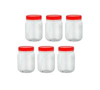 QUANTA Plastic Jars with Lids - Clear Storage Containers - Airtight, Stackable, BPA-Free Container Jar for Spices, Sweets, Crafts, Dog Treats - Reusable & Durable (6, Clear/Transparent, 500ml)