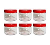 QUANTA Plastic Jars with Lids - Clear Storage Containers - Airtight, Stackable, BPA-Free Container Jar for Spices, Sweets, Crafts, Dog Treats - Reusable & Durable (6, Clear/Transparent, 200ml)