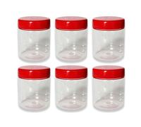 QUANTA Plastic Jars with Lids - Clear Storage Containers - Airtight, Stackable, BPA-Free Container Jar for Spices, Sweets, Crafts, Dog Treats - Reusable & Durable (6, Clear/Transparent, 250ml)