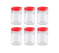 QUANTA Plastic Jars with Lids - Clear Storage Containers - Airtight, Stackable, BPA-Free Container Jar for Spices, Sweets, Crafts, Dog Treats - Reusable & Durable (6, Clear/Transparent, 400ml)