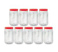 QUANTA Plastic Jars with Lids - Clear Storage Containers - Airtight, Stackable, BPA-Free Container Jar for Spices, Sweets, Crafts, Dog Treats - Reusable & Durable (9, Clear/Transparent, 1500ml)
