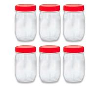 QUANTA Plastic Jars with Lids - Clear Storage Containers - Airtight, Stackable, BPA-Free Container Jar for Spices, Sweets, Crafts, Dog Treats - Reusable & Durable (6, Clear/Transparent, 300ml)