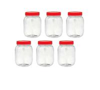 QUANTA Plastic Jars with Lids - Clear Storage Containers - Airtight, Stackable, BPA-Free Container Jar for Spices, Sweets, Crafts, Dog Treats - Reusable & Durable (6, Clear/Transparent, 750ml)
