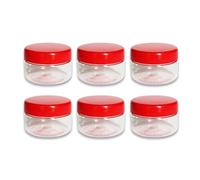 QUANTA 50ml Clear Plastic Jars (2oz) - Pack of 6 Small Airtight Screw-Top Storage Pots | BPA-Free Cosmetic Sample Jars, Spice & Herb Containers, Travel & Craft Organiser (Stackable)
