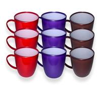 QUANTA Plastic Mug with Handle - Lightweight, Unbreakable, Reusable Camping Mugs for Elderly, Adults, Kids - Hot, Cold Drink Cups for Coffee, Tea, Water, Milk - Office, Travel, Caravan (9, Solid)