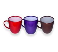 QUANTA Plastic Mug with Handle - Lightweight, Unbreakable, Reusable Camping Mugs for Elderly, Adults, Kids - Hot, Cold Drink Cups for Coffee, Tea, Water, Milk - Office, Travel, Caravan (3, Solid)