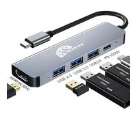 Quanta USB C Hub Type C, 5 in 1 Aluminum USB C to HDMI 4K Adapter with 3 USB Ports, 87W Power Deliver(PD) for MacBook Pro 2017/2018, XPS and More USB C Devices