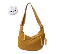 Quantifyn Crossbody Bag, Fashion Plain Color Nylon Crossbody Hobo Bag, Built-in Compartments for Easy Storage (Yellow)