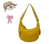 Quantifyn Crossbody Bag, Women Fashion Plain Color Nylon Crossbody Hobo Bag, Divider Inside Adjustable Strap for All Daily (Dark Yellow)