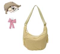 Quantifyn Crossbody Bag, Women Fashion Plain Color Nylon Crossbody Hobo Bag, Divider Inside Adjustable Strap for All Daily (Yellow)