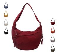 Quantifyn Crossbody Bag, Women's Fashion Plain Color Nylon Crossbody Hobo Bag, Lightweight Crescent Crossbody Bags (Red)