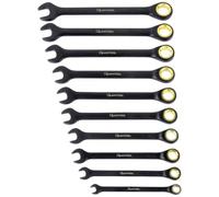 Quantool Ratchet Combination Spanner Set 10 Pieces, 8-19 mm | Q25210 | Chrome vanadium steel, ratchet function on the ring end, metric spanner sizes, polished finish, 10-year guarantee