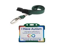 Quantum Leap® Autism ID Card Badge Hidden Disability Lanyard Green Holder Badge with Contact Details On the Rear