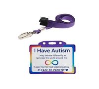 Quantum Leap® Autism ID Card Badge Hidden Disability Lanyard Purple Holder Badge with Contact Details On the Rear